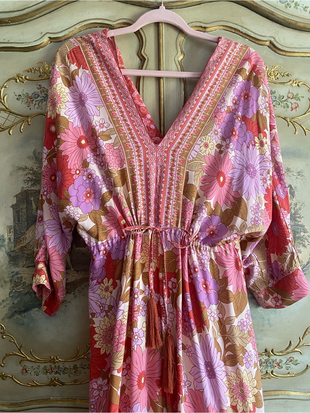 Pink Lily Boho Retro Flower Floral Maxi Dress - Picture 4 of 5